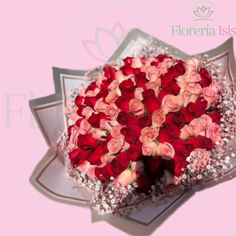 Ramo de 50 rosas rojas y 50 rosas - Florería Isis - Envio de Flores a  Domicilio Tijuana, Floreria en Linea Tijuana, Arreglos Florales Tijuana