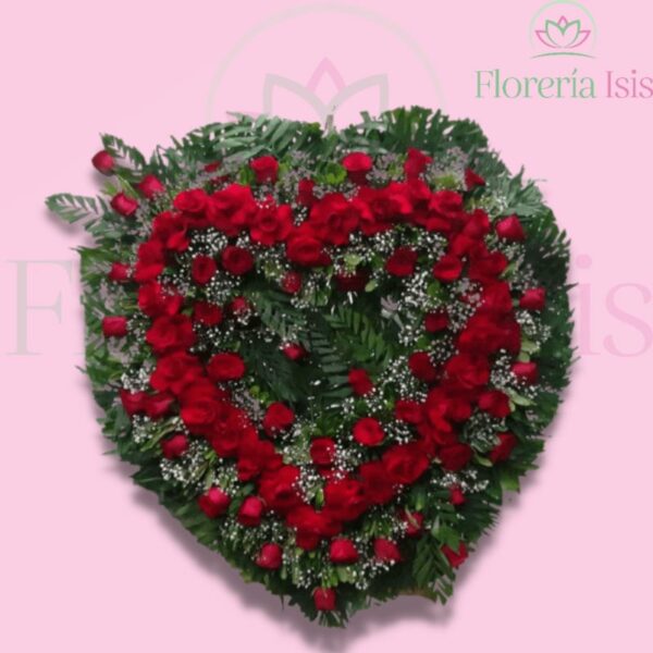 Corazón fúnebre de 75 rosas