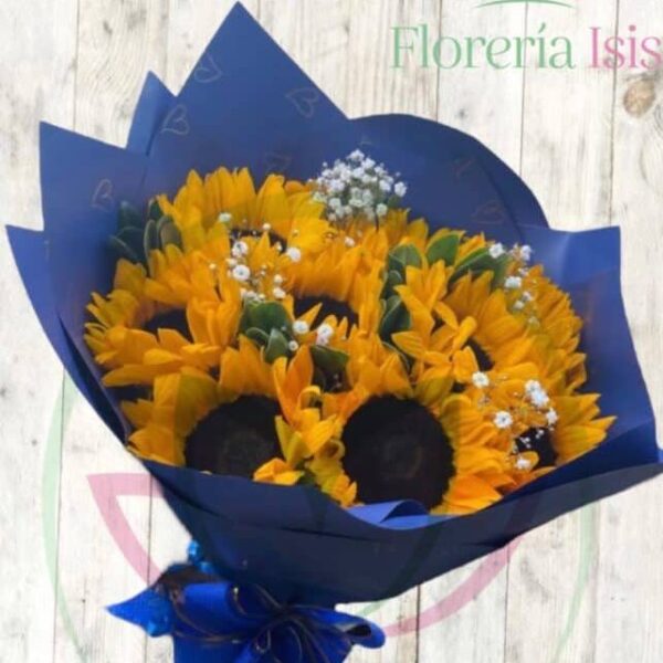 Ramo de 10 girasoles con nube